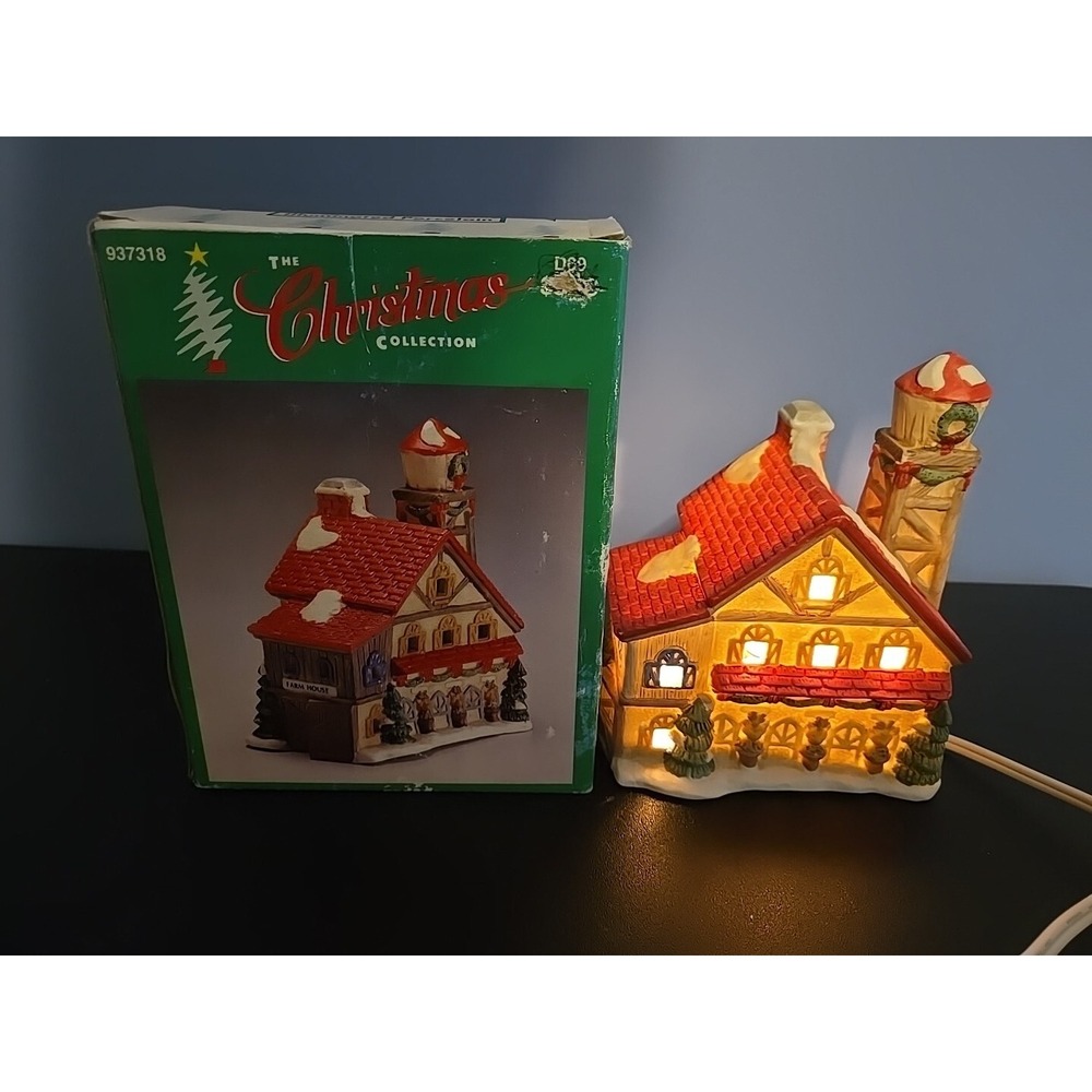 Vintage Christmas Village House Light "Farm House"